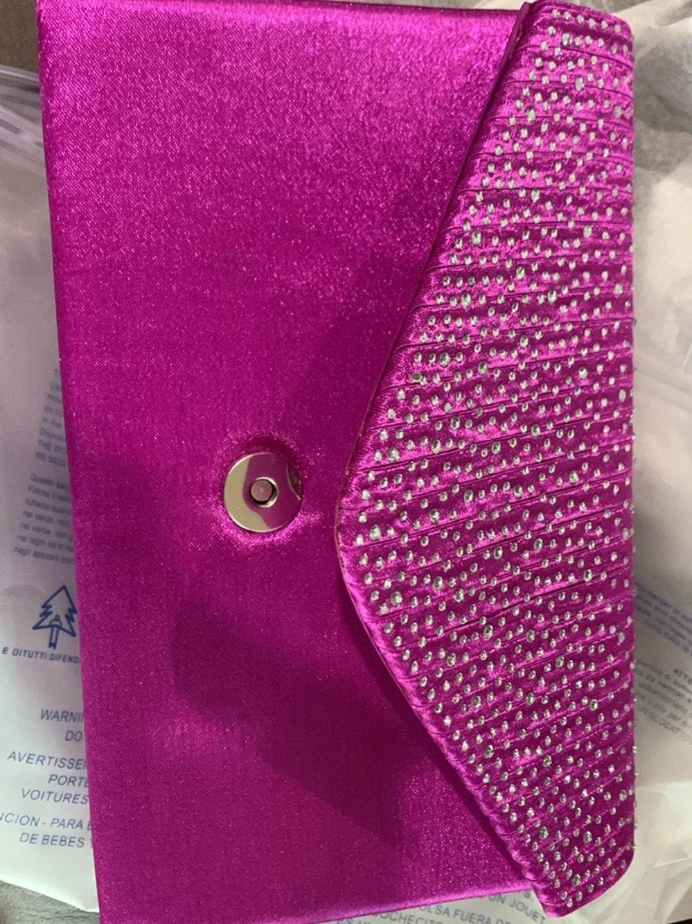 Studio Fuchsia Satin Chain-Handle Clutch